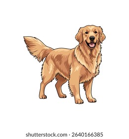 Ilustration vector golden retriever isolated on white