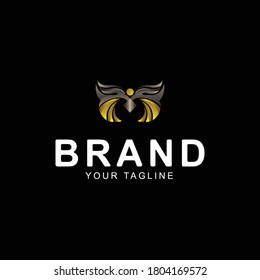 ilustration vector graphic of abstract mask logo in gold and brown color gradient. free vector
