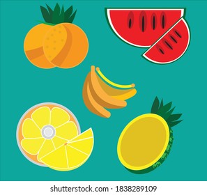 ilustration vector graphic of  animated fruits 