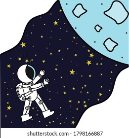 Ilustration vector graphic of Astronaut head to the moon.
Fit for wallpaper, book illustration, coloring and other necessities.