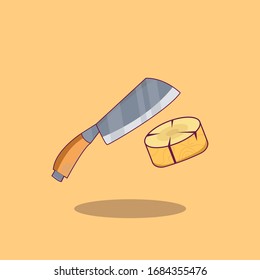 ilustration vector graphic of Axe And Woods. Axe Cutting Wood. Tool Icon Concept White Isolated