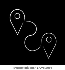 Gráfico vectorial de depuración del icono de ubicación del pincel, icono blanco y negro, con efectos de pincel