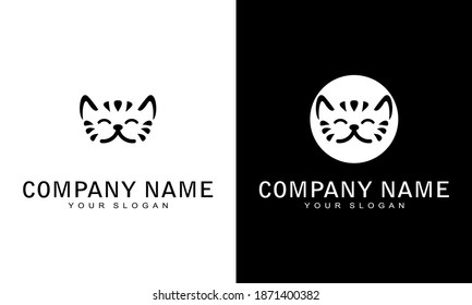 Gráfico vectorial de ilustración del logo de la cara del gato de dibujos animados