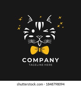 Ilustration vector graphic of the a cat with a tie, good for logo, etc.