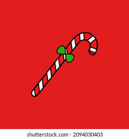 Ilustration Vector Graphic of Christmas Candy with Red Color Background