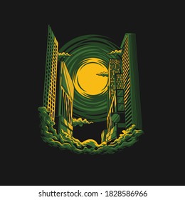 Ilustration vector graphic of the a city, good for logo, etc.
