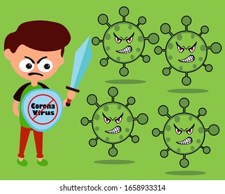 Ilustration vector graphic of Corona virus vector, Corona virus in Wuhan, Simple China virus vector, Fight corona, stopping corona virus.