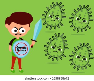 Ilustration vector graphic of Corona virus vector, Corona virus in Wuhan, Simple China virus vector, Fight corona, stopping corona virus.