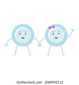 Ilustration Vector Graphic of Couple Plate Cute Character With White Background 