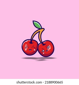 ilustration vector graphic of cute cherry perfect for kid food and color book kid