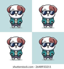 Ilustration vector graphic of Cute Mini Swagger Hip Hop Style Dog