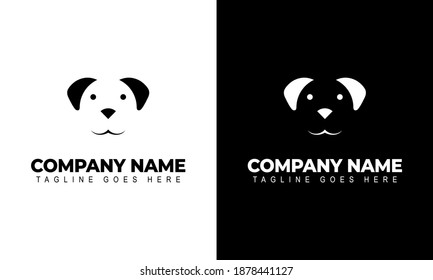 Ilustration vector graphic of dog head line art black and white