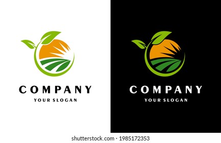 Ilustración vectorial gráfico del logo de la granja sol logo creativo logo de la agricultura dejar creativo
