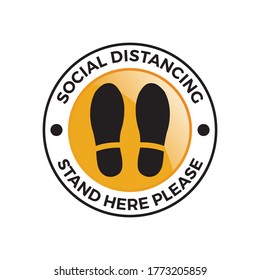 ilustration vector graphic of footprint in yellow circle suitable for social distancing symbols