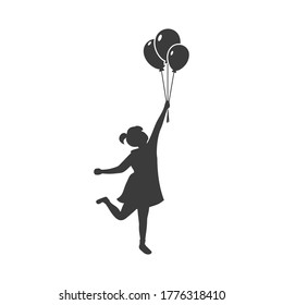Ilustration vector graphic of Girl holding a balloon