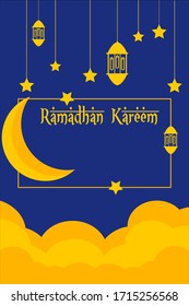 Ilustration Vector Graphic of Greeting Card Ramadhan Kareem. Good For Poster, Banner, etc 