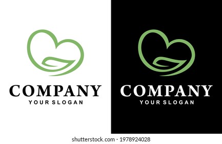 Ilustration vector graphic of  heart nature logo design vector which becomes a minimalistic logo concept