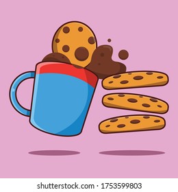 ilustration vector graphic of hot chocolate and cookies