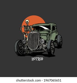 Ilustration vector graphic of hotrod clasic car.Good for t-shirt,hoodie,etc