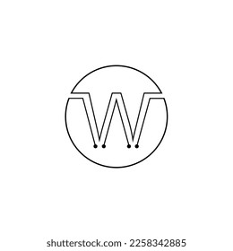 Ilustración vectorial icono gráfico de w inicial