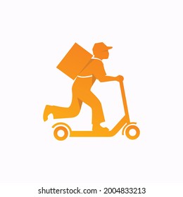 Ilustration vector graphic icon logo of people deliver by scooter