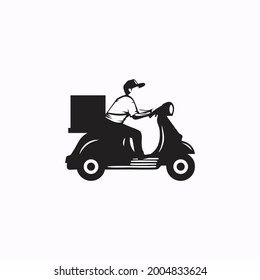 Ilustration vector graphic icon logo of people delivery with vespa