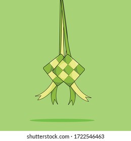ilustration vector graphic of ketupat or boc of rice traditional food from asia in ramadan mubarak