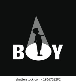 Ilustration vector graphic logo of boy under the beam of light