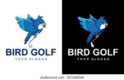 Ilustration vector graphic of logo Cartoon bird playing golf for a sports mascot design