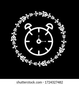 Ilustration Vector gráfico de la alarma de iconos de logotipo simple con ornamento, puede utilizarse para productos, banners, logotipos, iconos, etc.