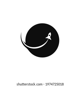 Ilustration vector graphic logo of Rocket Simple On Black moon