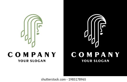 Ilustration vector graphic of  longhair head icon Women's Beauty naturally faces inspirational logo design