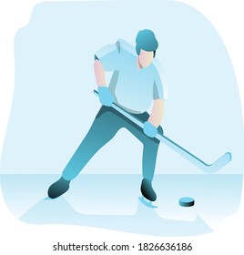 Ilustration vector graphic of a man dribbling a ball in a game of hockey 
