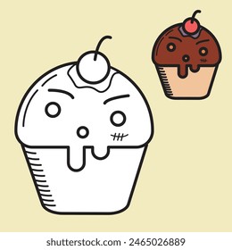 ilustration vector graphic of muffin line art style suitable for childern's coloring books.
