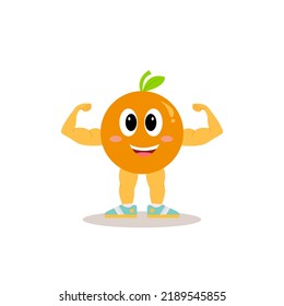 Vektorgrafik von Muskelorange, die seinen Bicep zeigt.