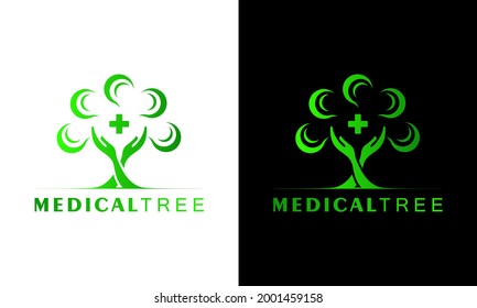 Ilustration vector graphic of Natural hand leaf tree medical logo
