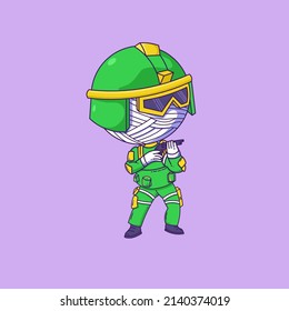 Ilustración vectorial gráfico de lindo personaje del ejército bueno para ícono, bueno para pegatina.
