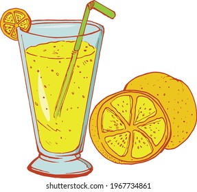 Ilustration vector graphic of Orange juice.
Fit for book illustration, clothes screen printing, wallpaper, logo, and other needs.