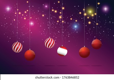 ilustration vector graphic of ornament red balls colors and sparkling stars  free vector