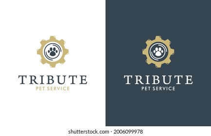 Ilustration vector graphic of pet logo dog footprint in gear