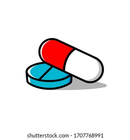 Ilustration vector graphic of pill and capsule medicine