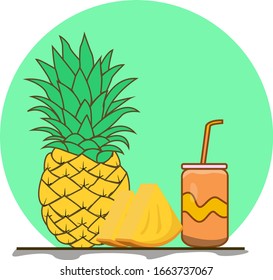 ilustration vector graphic of pineapple juice. Flat Cartoon Style Suitable for Web Landing Page, Banner, Flyer, Sticker, Card