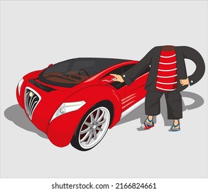 Gráfica vectorial de ilustración del coche rojo, Perfecto para Ilustración, caricatura, caricatura y tarjeta.