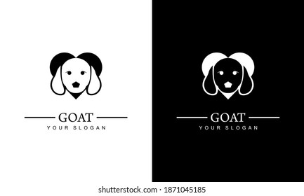 Ilustration vector graphic of Sheep head design vector on white and black background. Wild animal.