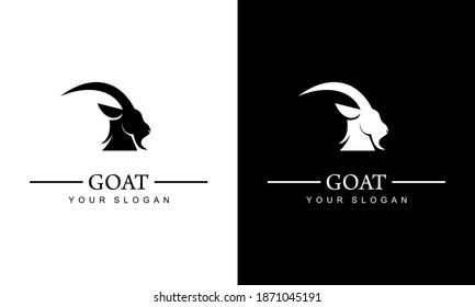 Ilustration vector graphic of Sheep head design vector on white and black background. Wild animal.