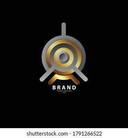 Aufnahme des Ziellogos auf Golden und Silber.freie Vektorgrafik