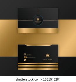 tarjeta de negocios simple en oro y negro esquemas colores libre vector