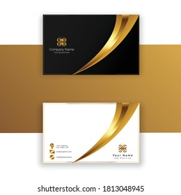 tarjeta de negocio simple en esquemas de color blanco y negro y oro libre vector