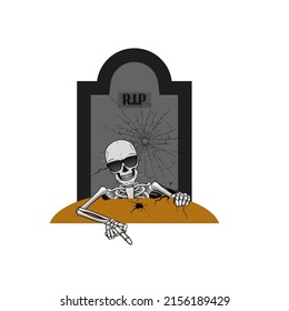 ilustration vector graphic of  SKULL OUT OF THE GRAVE