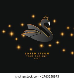 ilustration vector graphic of smooth luxury swan logo in black gradient.free vector 